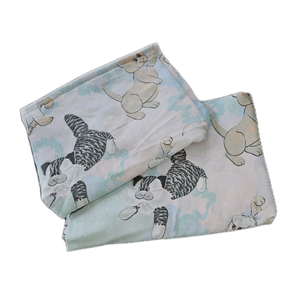 Vtg 1986 Tonka Pound Purries Kittens Bedroom‎ Twin Flat Sheet Fitted Sheet USA
